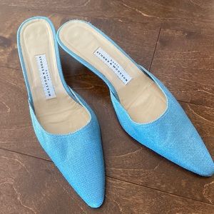 Stubbs & Wootton shoes size 9B blue closed toed kitten heel